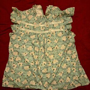 🆕NWT SHEIN Privé Plus Size Women Floral Printed Ruffle Cap Sleeves